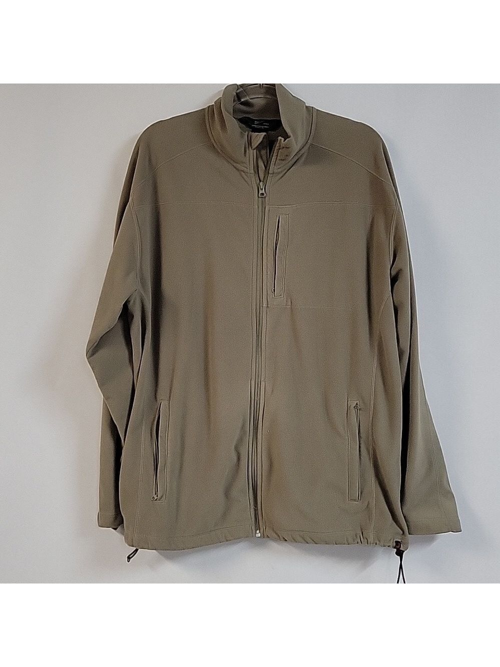 Woolrich Men's Full-Zip Fleece Jacket, Long-Sleeved, Tan, Mock Neck, Size XL